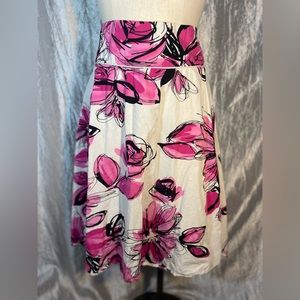 Donna Moore beautiful pink black & white floral midi skirt